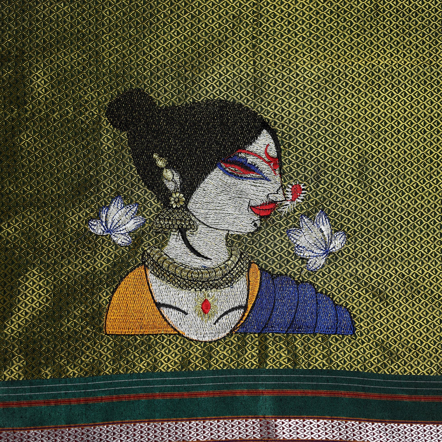 Women Embroidered Mercerised Cotton Khun Blouse Piece 20