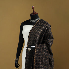 Brown - Pipad Hand Block Print Natural Dyed Chanderi Silk Handloom Dupatta 24