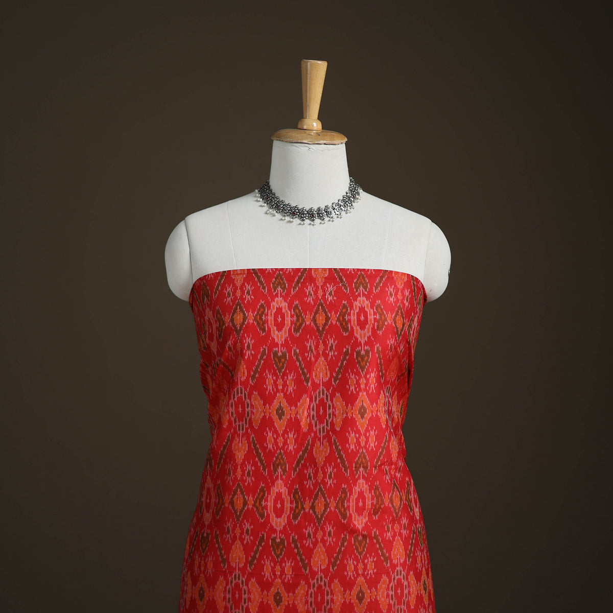 Pochampally Ikat Handloom Sico Unstitched Dress Material: Kurta with Dupatta 03