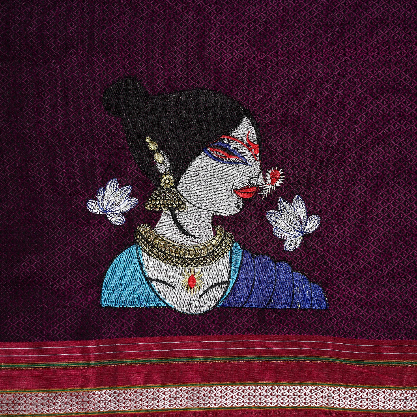 Women Embroidered Mercerised Cotton Khun Blouse Piece 21