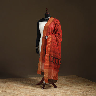 Bagh Hand Block Print Natural Dyed Tissue Zari Chanderi Silk Dupatta 30