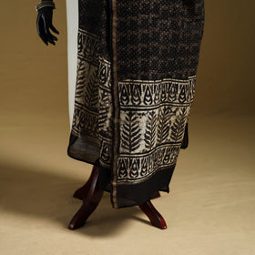 Brown - Pipad Hand Block Print Natural Dyed Chanderi Silk Handloom Dupatta 24