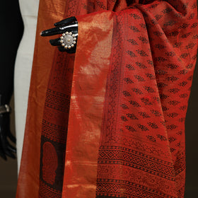 Bagh Hand Block Print Natural Dyed Tissue Zari Chanderi Silk Dupatta 30