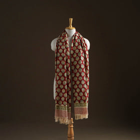 Floral Sanganeri Print Pure Merino Wool Handwoven Shawl 91