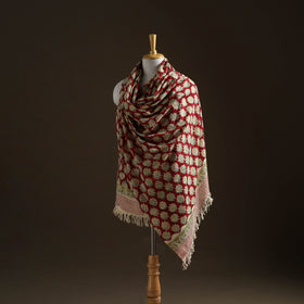 Floral Sanganeri Print Pure Merino Wool Handwoven Shawl 91