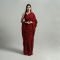 Red - Hand Block Printed Cotton Bagh Saree 11