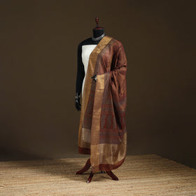 Bagh Hand Block Print Natural Dyed Tissue Zari Chanderi Silk Dupatta 31