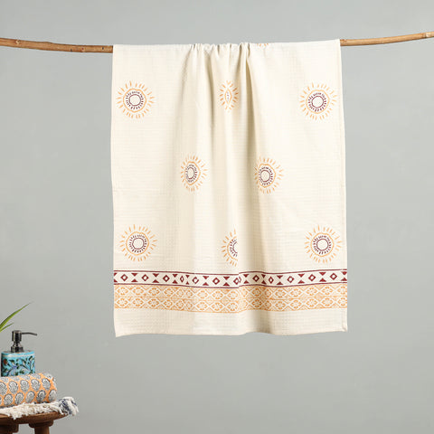 White - waffle weave handloom cotton sanganeri towel 31