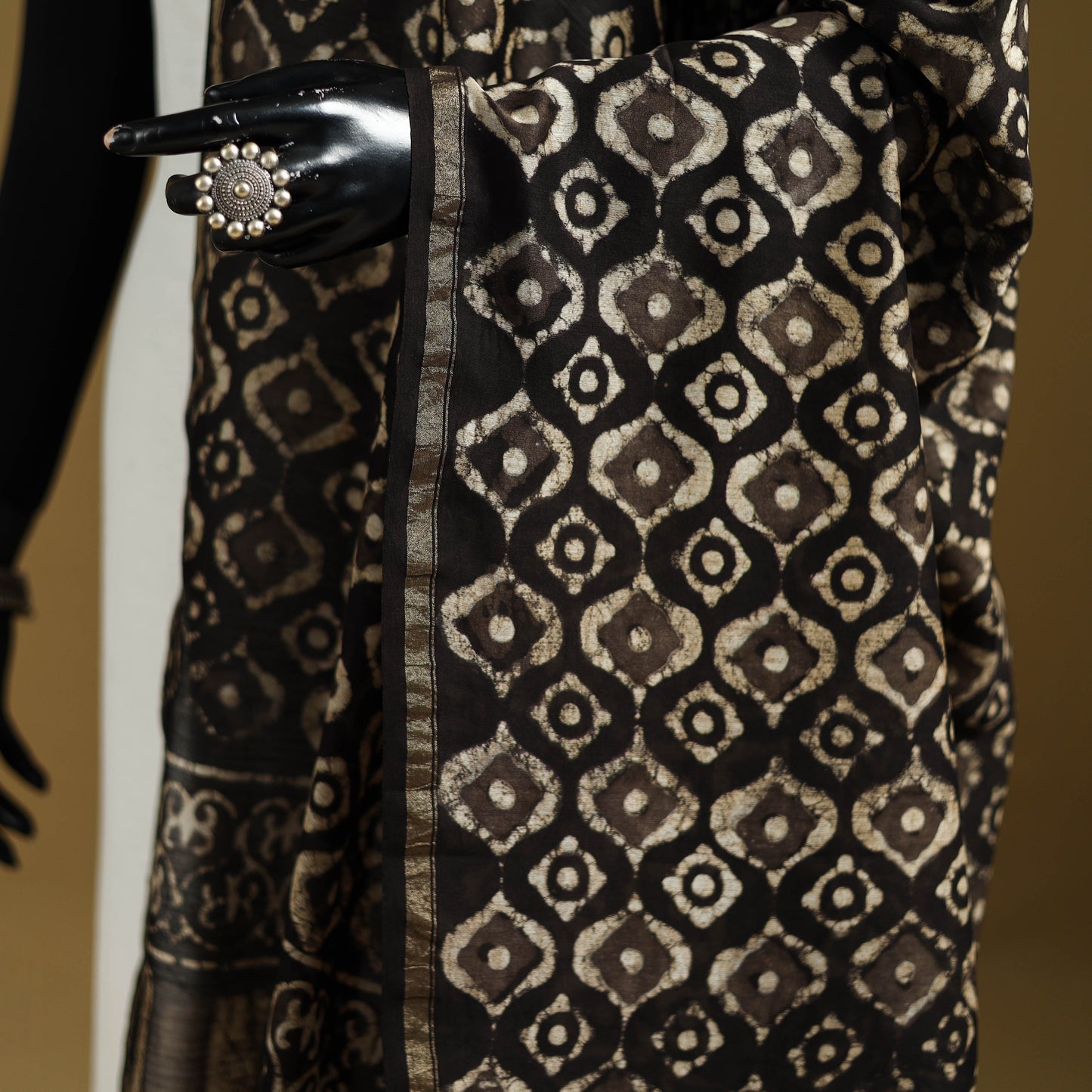 Brown - Pipad Hand Block Print Natural Dyed Chanderi Silk Handloom Dupatta 25