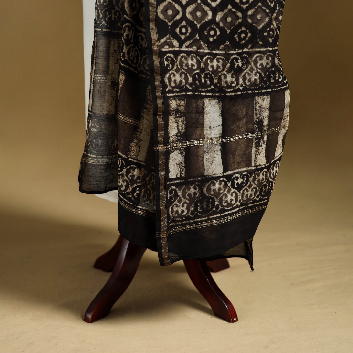 Brown - Pipad Hand Block Print Natural Dyed Chanderi Silk Handloom Dupatta 25