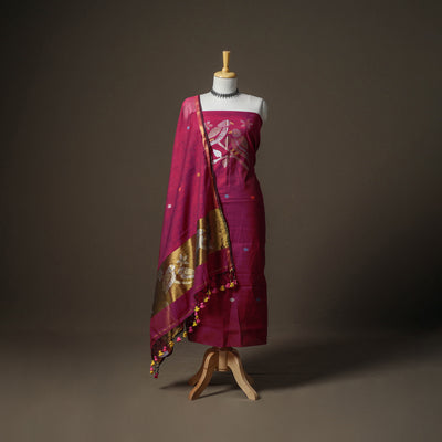 Jamdani Pure Handloom Muslin Unstitched Dress Material: Kurta with Dupatta 39