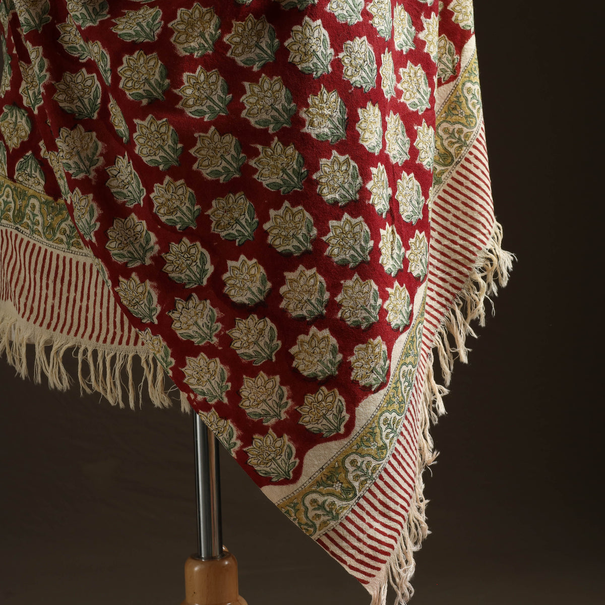 Floral Sanganeri Print Pure Merino Wool Handwoven Shawl 91