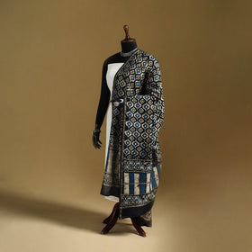 Brown - Pipad Hand Block Print Natural Dyed Chanderi Silk Handloom Dupatta 26
