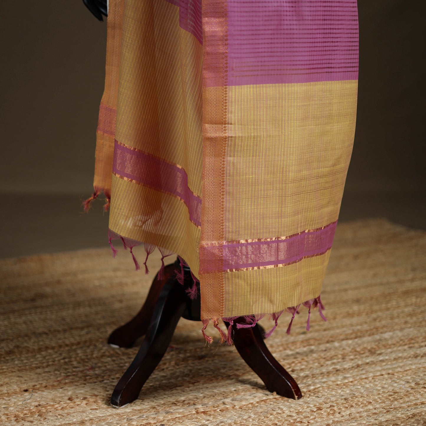 Pure Handloom Cotton Nizam Zari Border Mangalagiri Dupatta 30