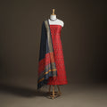 Pochampally Ikat Handloom Sico Unstitched Dress Material: Kurta with Dupatta 05