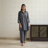 Blue - Block Printed Cotton Ajrakh Co-ord Set 02