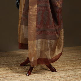 Bagh Hand Block Print Natural Dyed Tissue Zari Chanderi Silk Dupatta 31