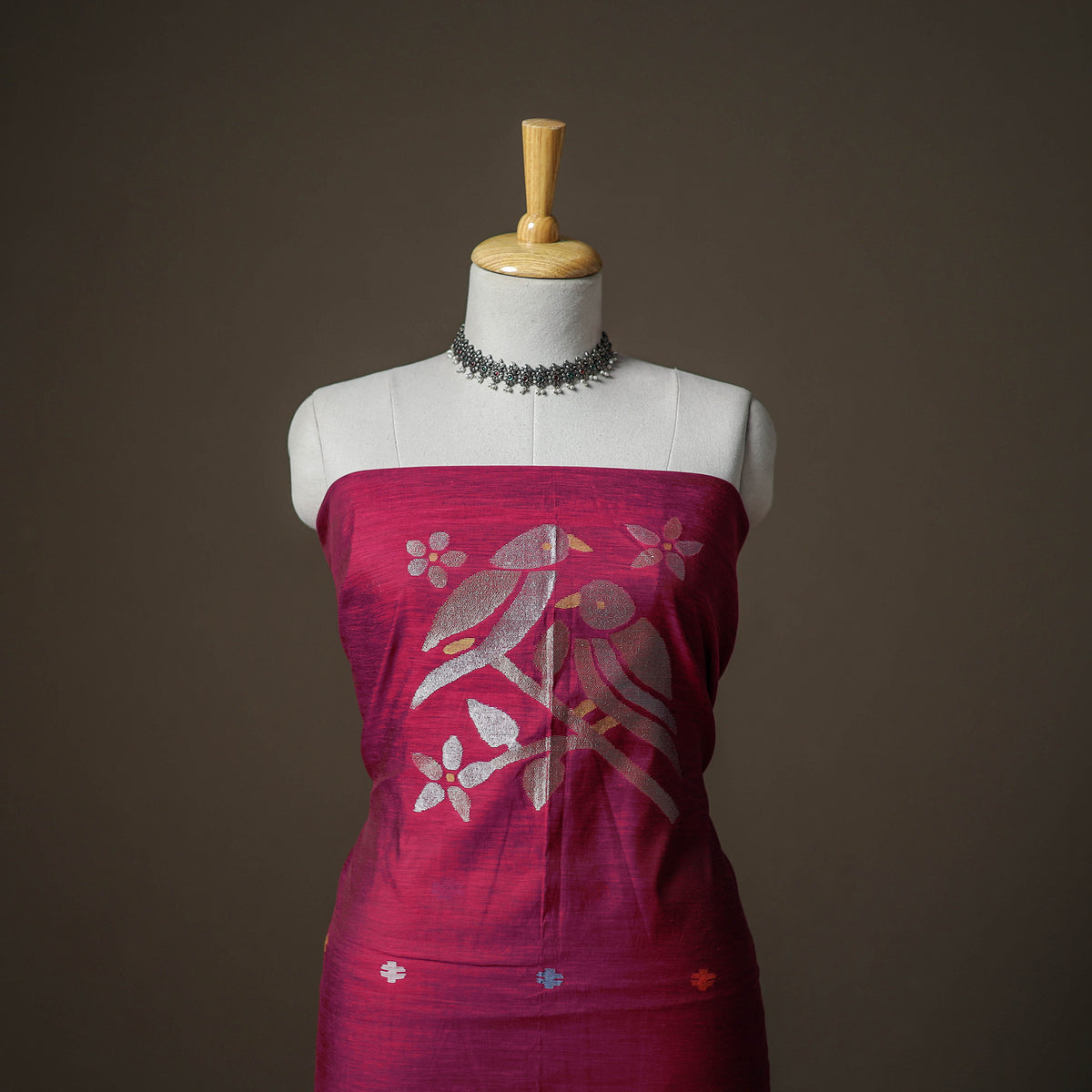 Jamdani Pure Handloom Muslin Unstitched Dress Material: Kurta with Dupatta 39