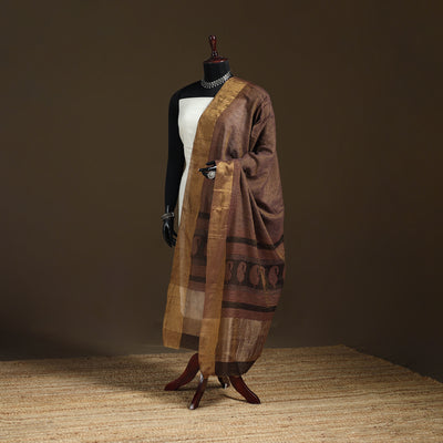 Bagh Hand Block Print Natural Dyed Tissue Zari Chanderi Silk Dupatta 32