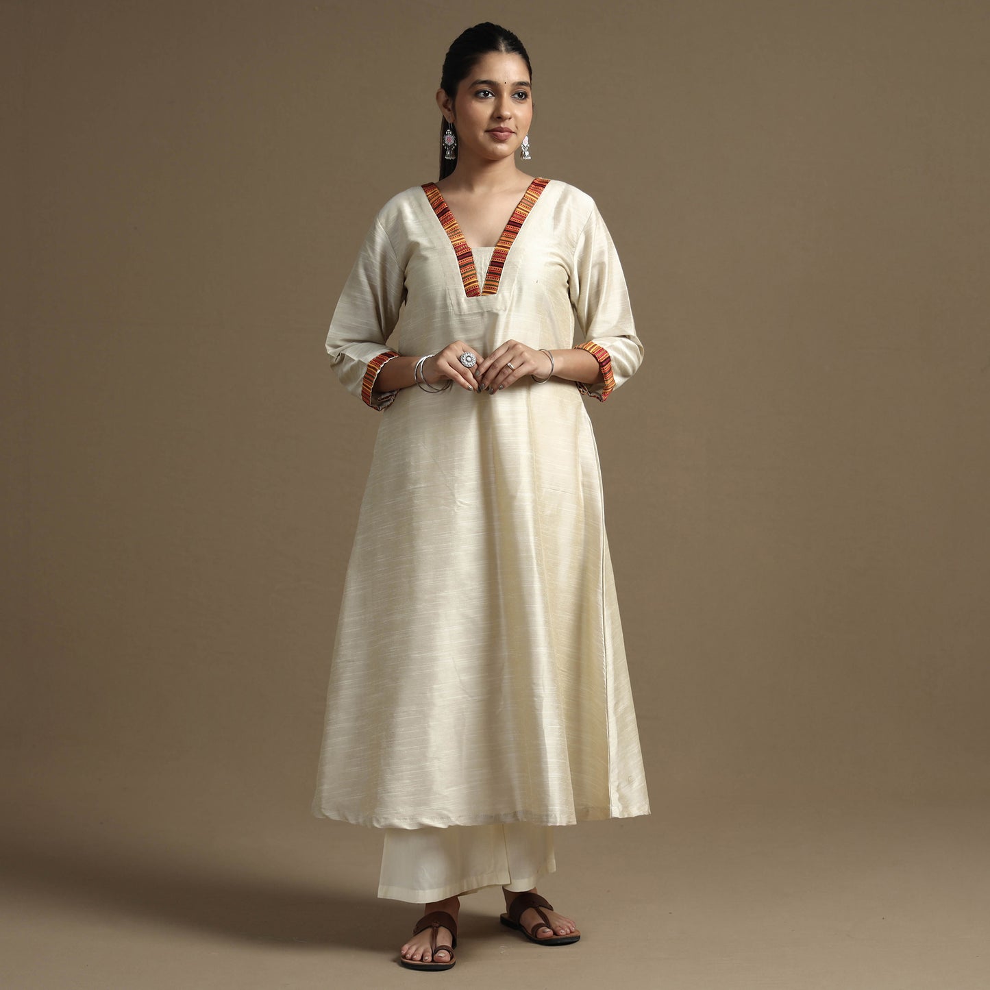  Plain Solid Slub Silk Kurta