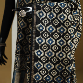Brown - Pipad Hand Block Print Natural Dyed Chanderi Silk Handloom Dupatta 26