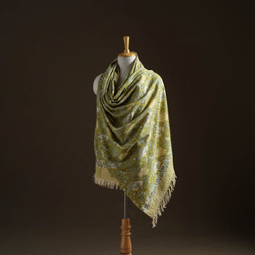 Floral Sanganeri Print Pure Merino Wool Handwoven Shawl 92