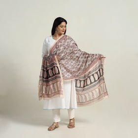 Beige - natural dyed hand chanderi silk bagh dupatta 18