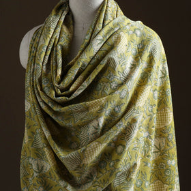 Floral Sanganeri Print Pure Merino Wool Handwoven Shawl 92