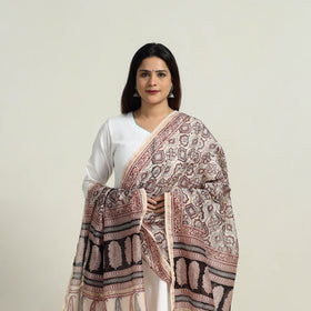 Beige - natural dyed hand chanderi silk bagh dupatta 18