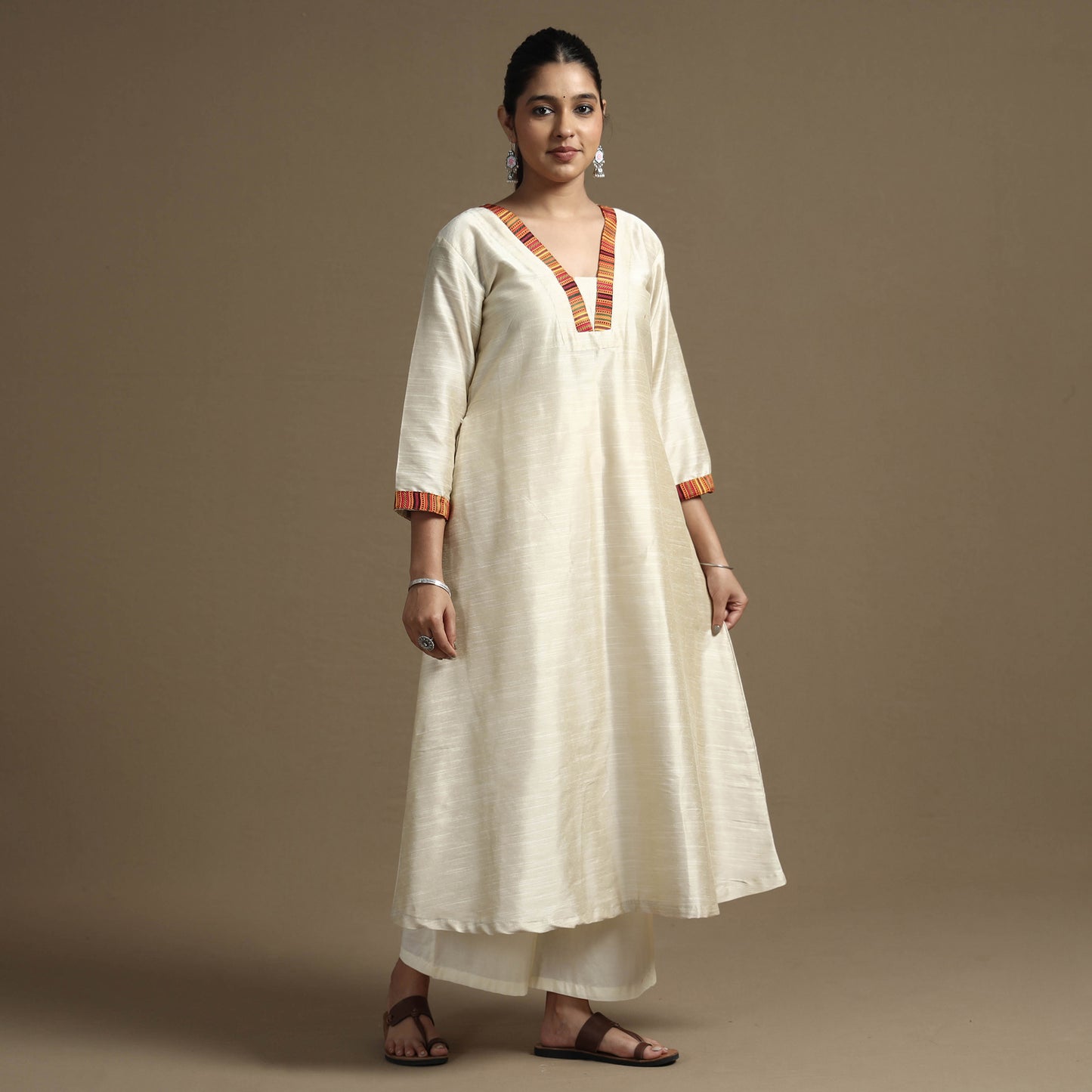  Plain Solid Slub Silk Kurta