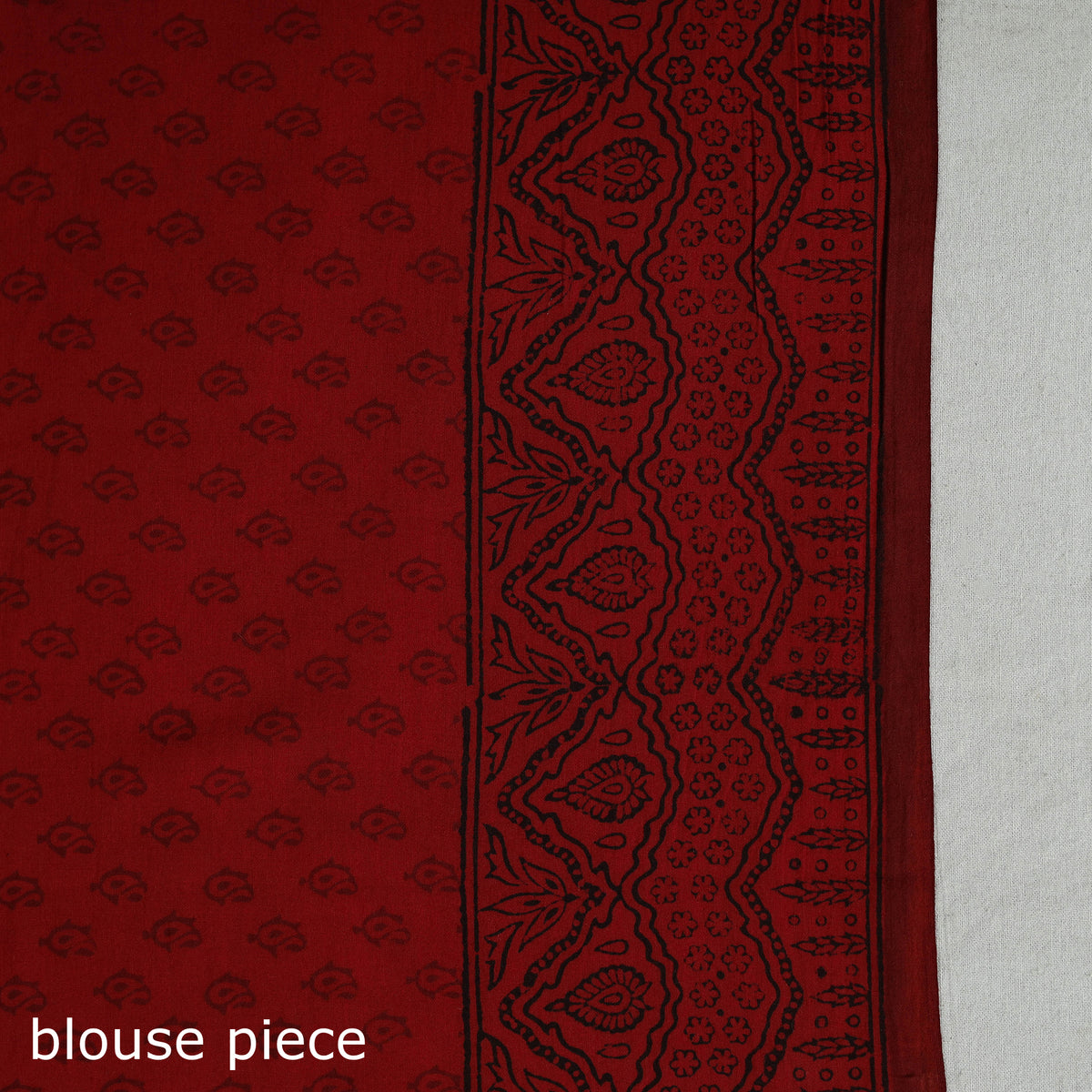 Red - Hand Block Printed Cotton Bagh Saree 11