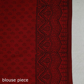 Red - Hand Block Printed Cotton Bagh Saree 11