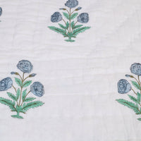 Double - Reversible Sanganeri Block Print Cotton Quilt 25