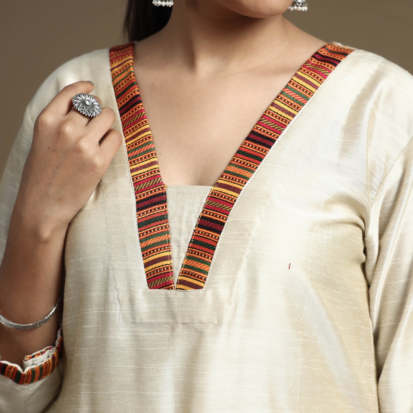  Plain Solid Slub Silk Kurta