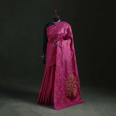 Hand Embroidered Silk Saree 01