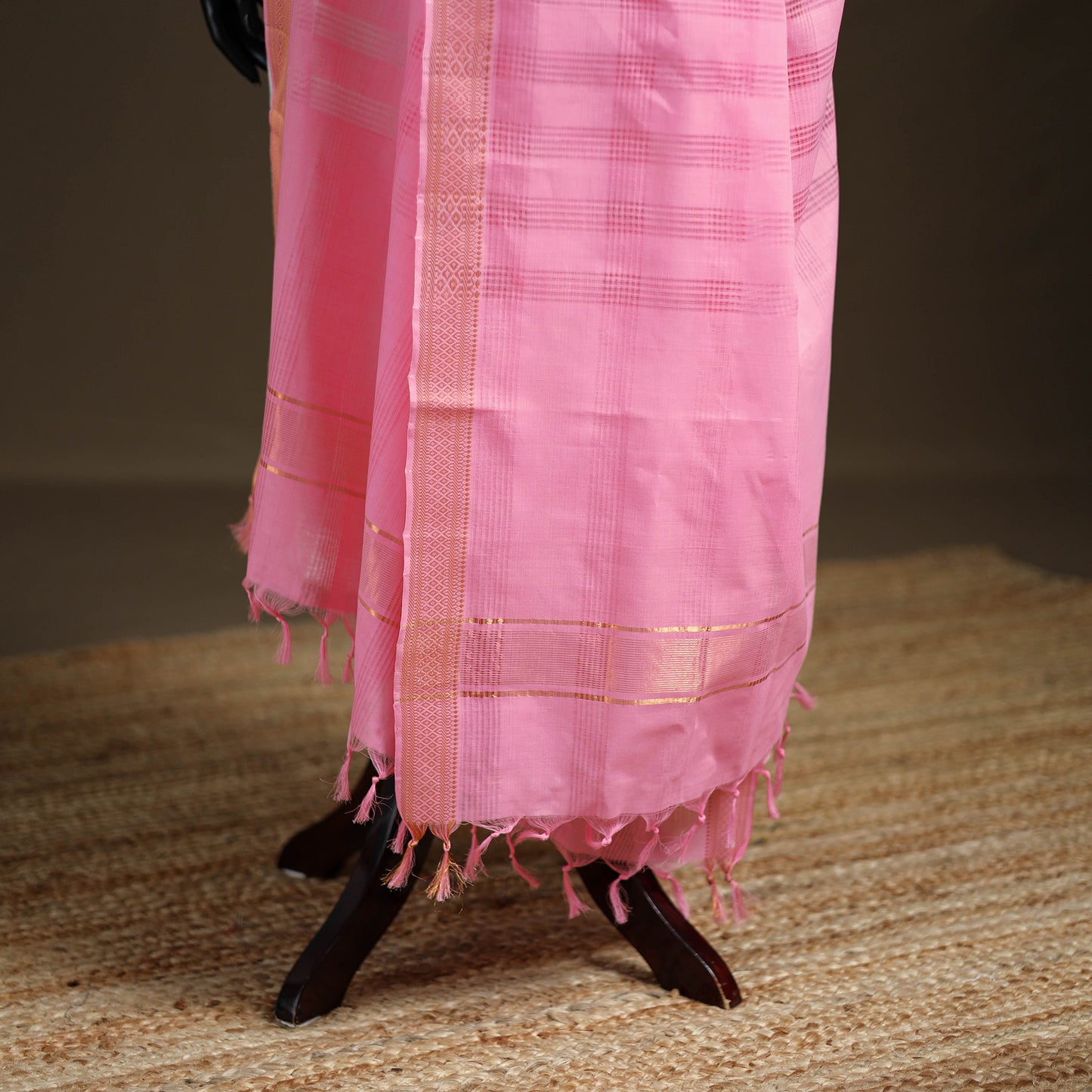 Pure Handloom Cotton Nizam Zari Border Mangalagiri Dupatta 32