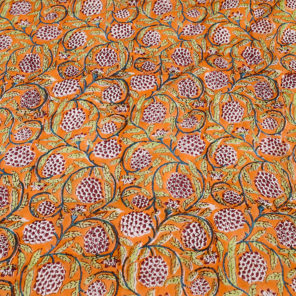 Orange - Double - Reversible Sanganeri Block Print Cotton Quilt 26