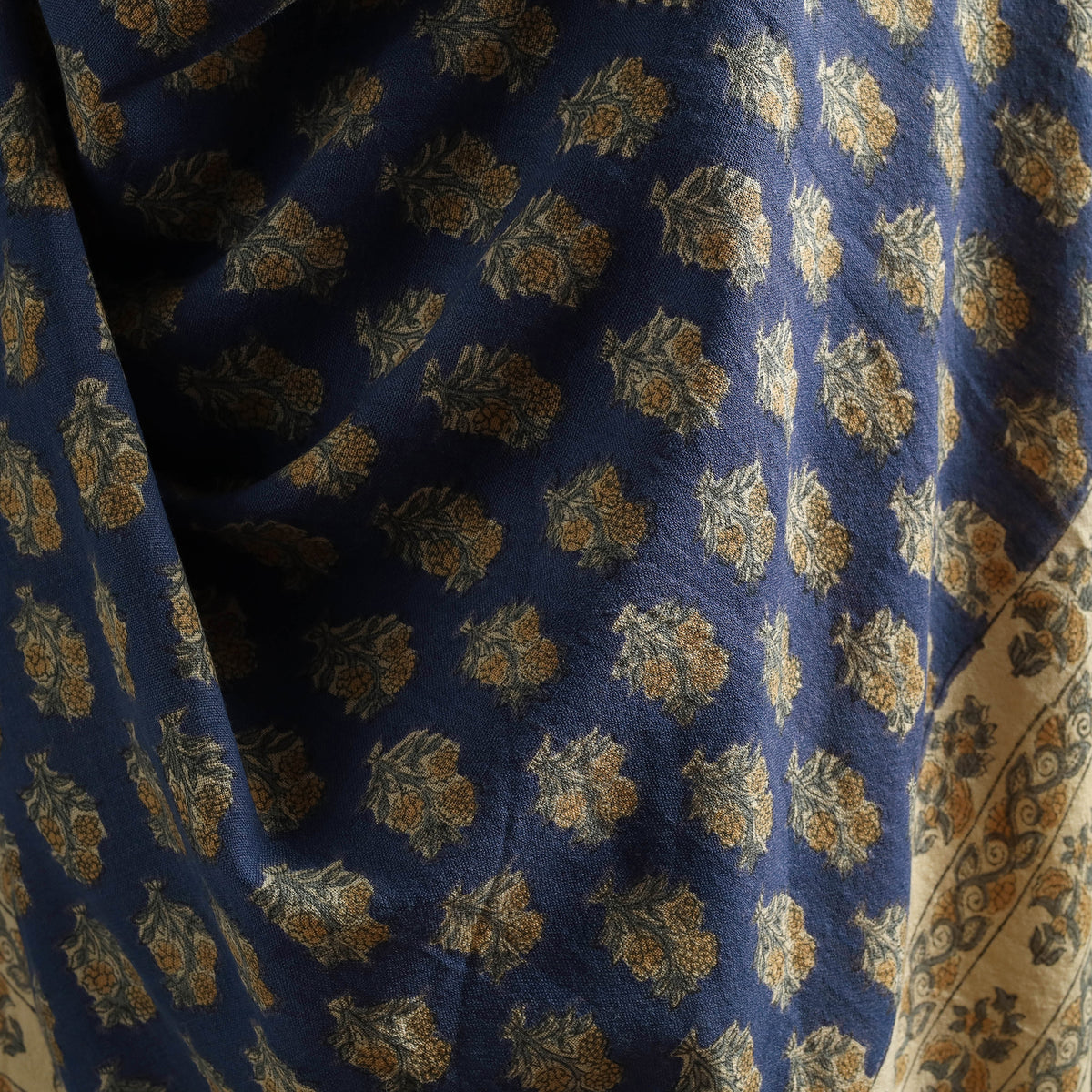 Floral Sanganeri Print Pure Merino Wool Handwoven Shawl 93