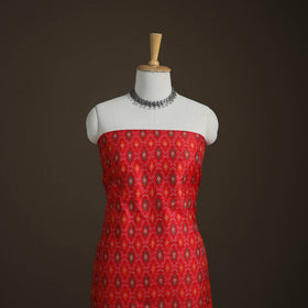 Pochampally Ikat Handloom Sico Unstitched Dress Material: Kurta with Dupatta 06