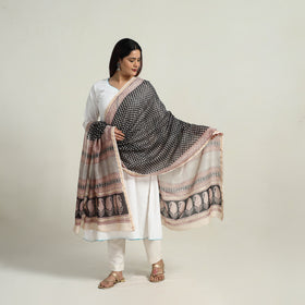 Black - natural dyed hand chanderi silk bagh dupatta 22