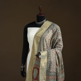 Bagh Hand Block Print Natural Dyed Tissue Zari Chanderi Silk Dupatta 34