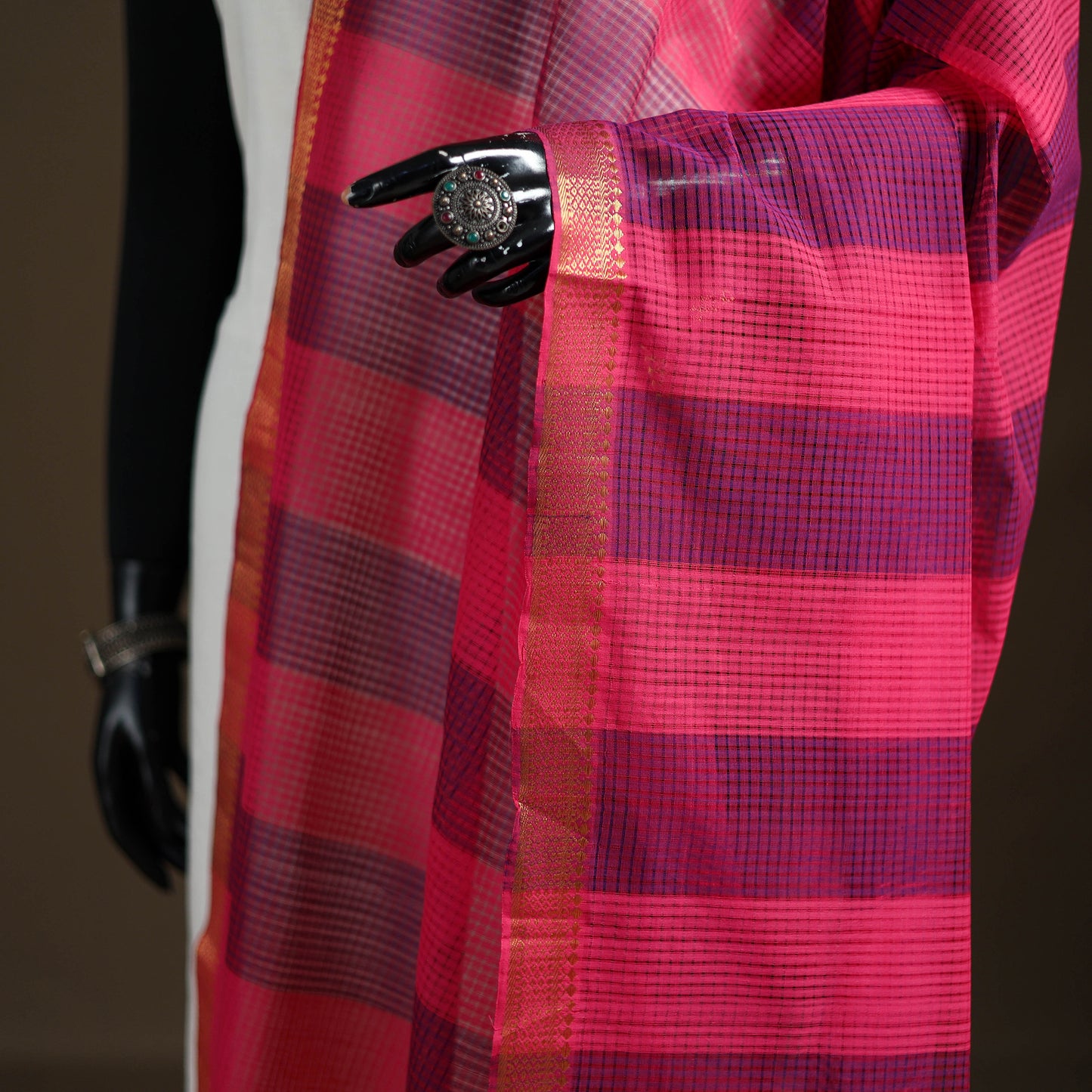 Pure Handloom Cotton Nizam Zari Border Mangalagiri Dupatta 33