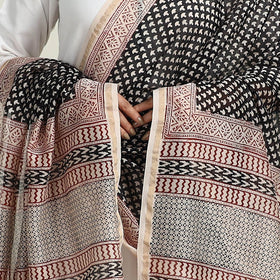 Black - natural dyed hand chanderi silk bagh dupatta 22