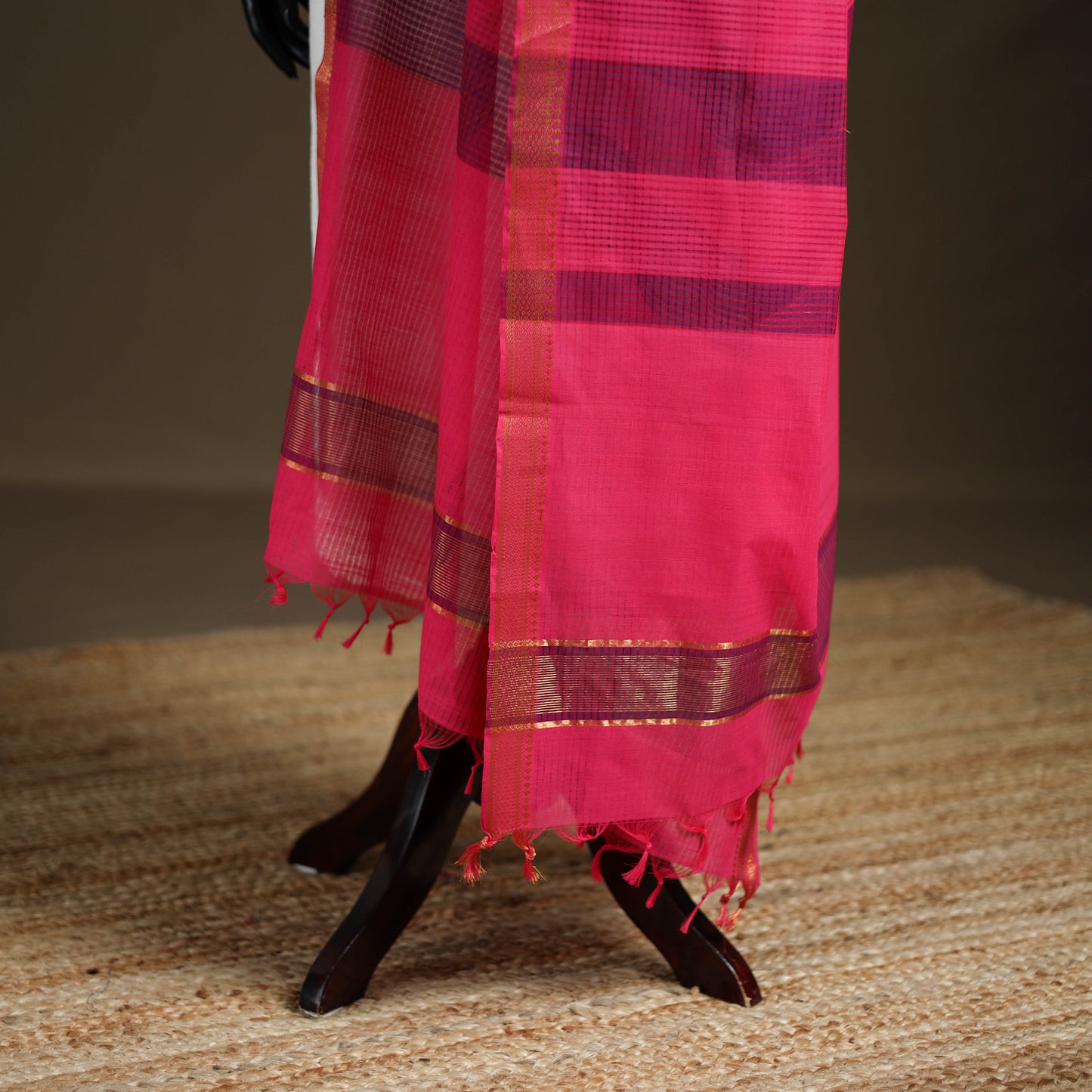 Pure Handloom Cotton Nizam Zari Border Mangalagiri Dupatta 33