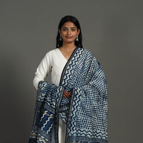 Blue - indigo - chanderi silk dabu bagru dupatta 06
