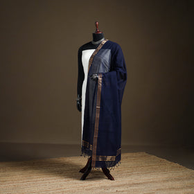 Pure Handloom Cotton Nizam Zari Border Mangalagiri Dupatta 34