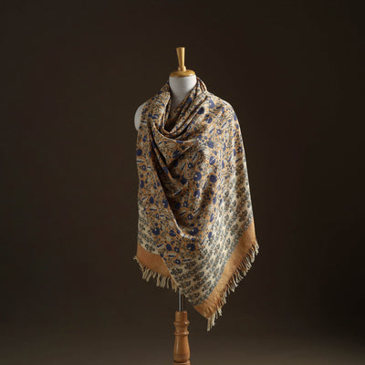 Floral Sanganeri Print Pure Merino Wool Handwoven Shawl 94