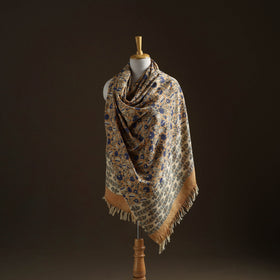 Floral Sanganeri Print Pure Merino Wool Handwoven Shawl 94