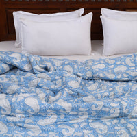 Double - Reversible Sanganeri Block Print Cotton Quilt 27