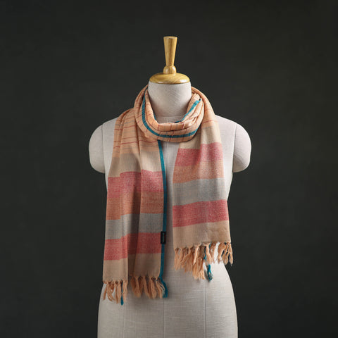 Peach - Kumaun Handwoven Pure Merino Wool Stole 05